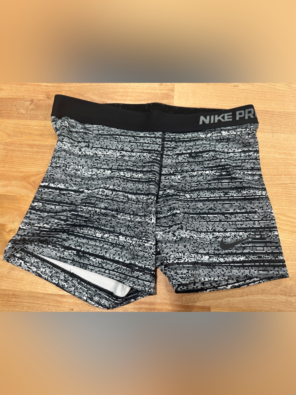 Nike Pro Gray and Black Patterned Compression Shorts